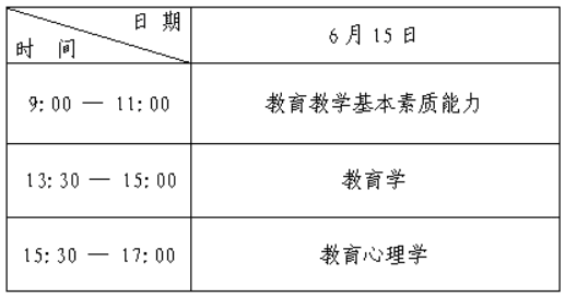 教师资格认定理论考试时间表